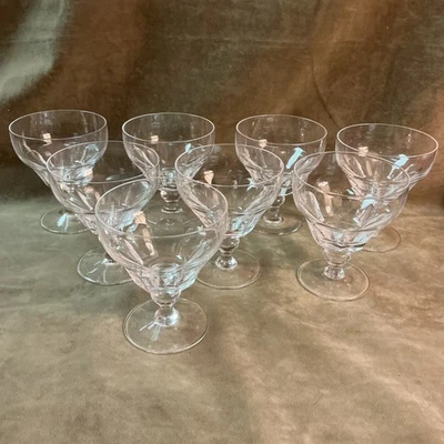 1950s Stuart crystal glass England Dorsett cut pattern low sherbet Lot Of 8 Pcs - Image 1 of 4