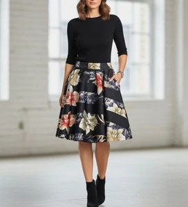 COAST Floral Skirt Women's UK 16 Multicoloured A-Line Midi Polyester - Picture 1 of 18