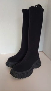 Camper TCN Tencel Tall Stretch Black Chunky Platform Boots Size 37 US 6.5 Grunge - Picture 1 of 17
