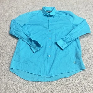 Vilebrequin Camicia Uomo Grande Blu Bottoni Manica Lunga Leggera Preppy - Foto 1 di 11