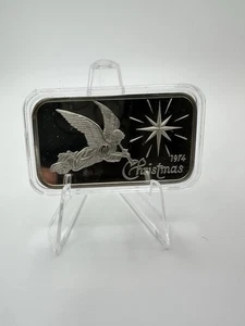 1974 Christmas Madison Mint .999 Fine Silver Art Bar - 1 Troy oz  - Picture 1 of 2