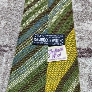 70er Vintage klassische Shetland reine Wolle handgewebt Tweed Retro weite Krawatte - Bild 1 von 4