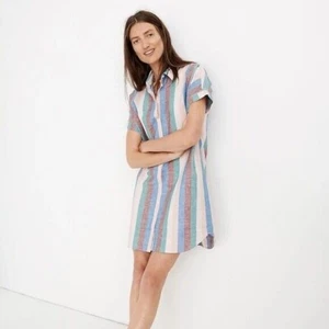 Madewell Central Shirtdress Flagstaff Stripe Linen Blend Sz XXS Multicolor - Picture 1 of 8