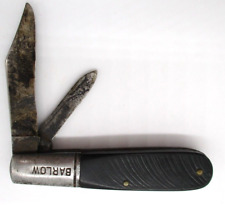 Vintage 1960's Barlow Pocket Knife 2-Blade Black Handle 3.5" Inch