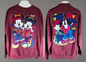 Vintage 90s Mickey &Minnie Mouse Dual Sided Sweatshirt Sz XL Florida Tultex - Picture 1 of 11