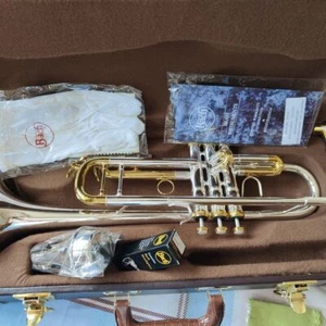 Bach 180S-37 B-flat Trumpet with Silver Plating Gold-plated Keys, with A Case. - Picture 1 of 9