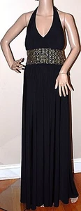 $199 New CLEARANCE SALE JS Botique Black Halter Formal Long Dress Gown Beaded 4 - Picture 1 of 3