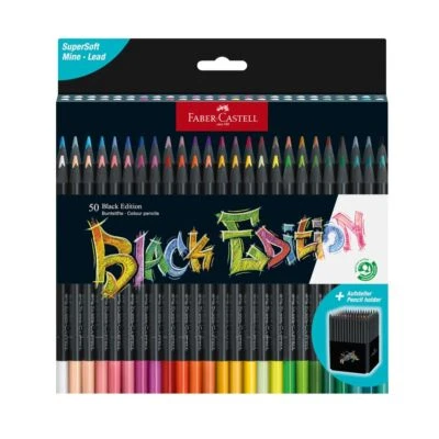 FABER-CASTELL Faber Castell Black Edition Colored Pencils Set of 50 Ergonomic Vibrant Colors