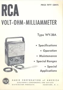 RCA Type WV-38A Volt-Ohm-Milliammeter Original Manual - Picture 1 of 1