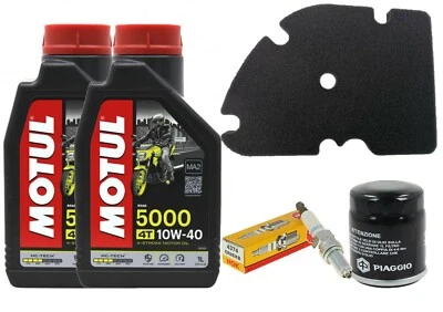 KIT/TAGLIANDO VESPA GTS/300 2008 2018 MOTUL 5000 10W40 FILTRO OLIO ARIA CANDELA