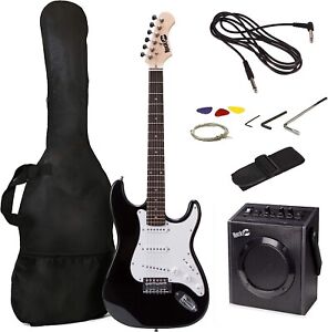 RockJam Electric Guitar Kit Kids Beginners w/ 10W Amp, Bag, Strings RJEG02-SK-BK