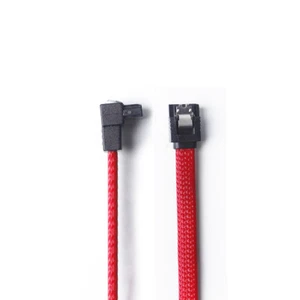 SATA3 - 6Gbps Red Braided Cable Sleeved Locking Right-Angle 50 cm - A3 - Afbeelding 1 van 3