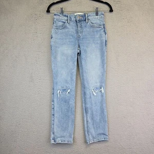 Abercrombie Fitch Jeans Girls 11- 12 High Rise Straight Ripped Light Wash - Picture 1 of 14