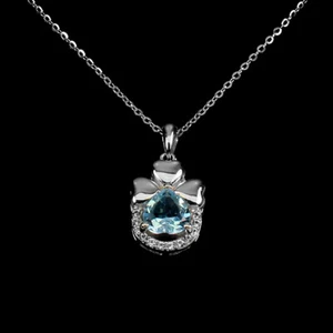 Verano 925 Collar de Plata Corazón Topacio Azul Cielo Piedra Topacio Joyería - Imagen 1 de 13