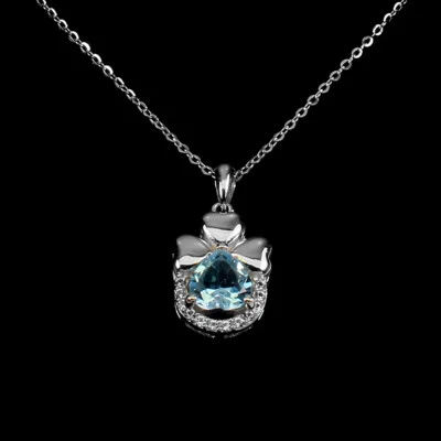 Verano 925 Collar de Plata Corazón Topacio Azul Cielo Piedra Topacio Joyería - Imagen 1 de 4