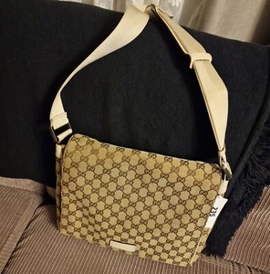 Gucci GG Canvas Flap Messenger Bag Beige - Picture 1 of 6