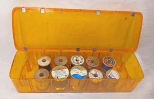 Vintage Orange Tidee Maid Rare Thread Box 14 Wooden Spools American Coats Clark - Picture 1 of 11