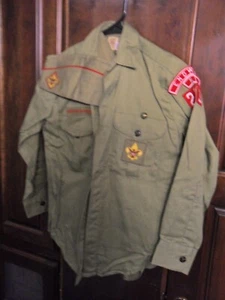 Official VTG BSA Boy Scout Uniform Shirt & Hat Youth Sanforized 50s Neck 12.5 - Picture 1 of 11