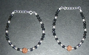 CUTE PURE SILVER NON ALLERGIC BABY BANGLE PAIR WITH RUDRAKSH FREE SHIPPING - Picture 1 of 2