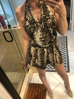 Mameluco halter con estampado de serpiente Cache para mujer M marrón blanco negro Foto 1 de 4