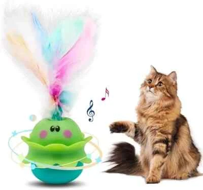 MAILCAT Cat Toys Monster, 2in1 Automatic Interactive Toy, Real Feathers, Rechargeable
