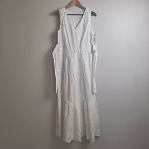 Calvin Klein Dress Woman 4 White Maxi Coastal Cottage Resort Beach Praire Tie - Picture 1 of 10