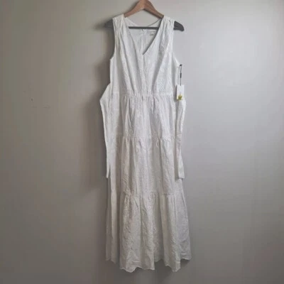 Vestido Calvin Klein Mujer 4 Blanco Maxi Coastal Cottage Resort Playa Pradera Corbata Foto 1 de 4