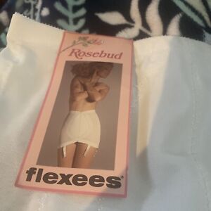 Flexees Shapewear Rosebud Open Garter Slip Girdle W/ Fasteners Vintage NWT Ivory