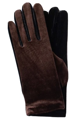 Nuevo con etiquetas Par de Guantes de Terciopelo Elastizados OSFA Espresso Parte Superior Parte Inferior Negra Foto 1 de 4