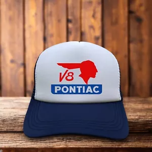 Cappello da camionista unisex motore V8 defunto Pontiac blu navy snapback berretto da baseball retrò - Foto 1 di 6
