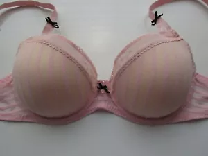 Betsey Johnson 723803 Stocking Stripe Lined Demi Bra Pink 30DD $48 3197DD30J - Picture 1 of 9