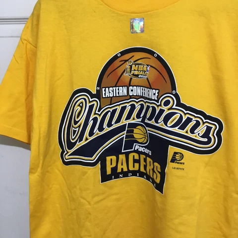 Vintage Pacers Mens Shirt Lg Eastern Conference Champions 2000 NBA Finals Yellow Cover