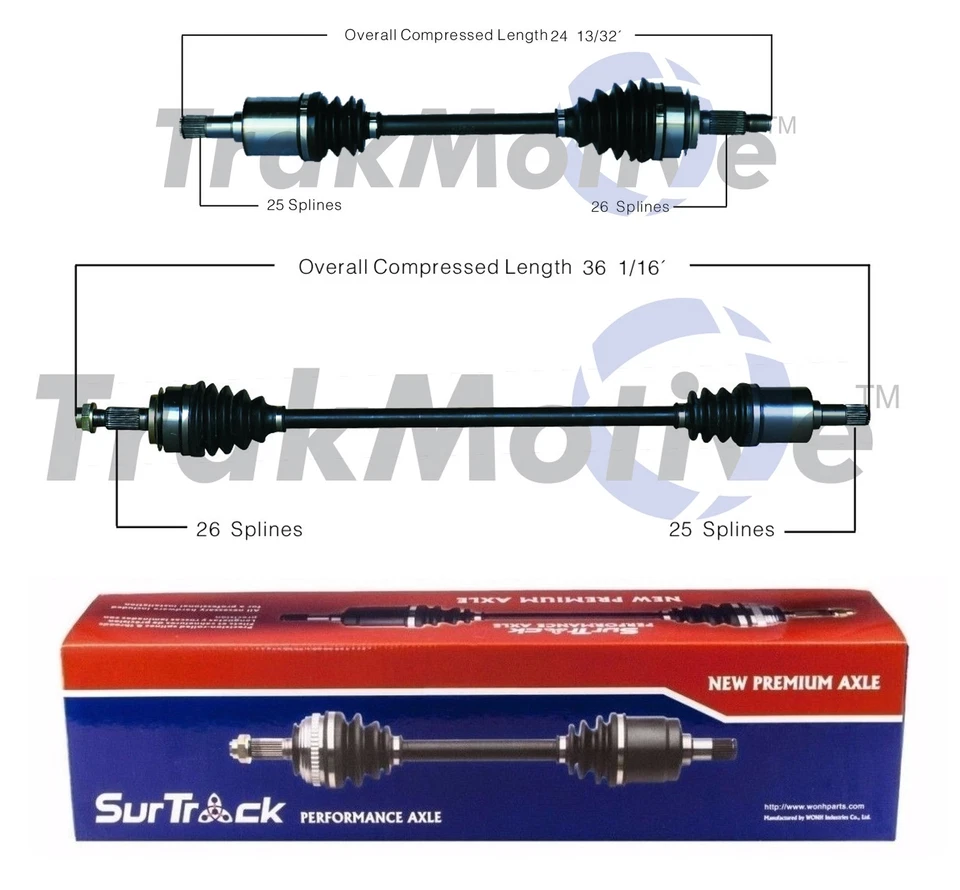 Комплект из 2 передних осевых валов SurTrack для Honda Civic 1,8 л 4 л АКПП - Изображение 1 из 1