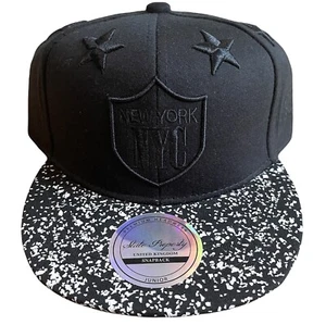 New York Kids caps, snapback black stars, flat peak 50-56cm adjustable - Picture 1 of 5