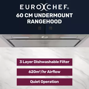 EUROCHEF 60cm Undermount Rangehood Stainless Steel Quiet Kitchen Stove Cooktop - Picture 1 of 8