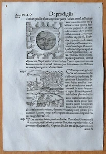 Wolfhart Chronicon Originalblatt Mondfinsternis Insektenplage  (410) 1557 - Bild 1 von 2