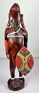 Estatuilla tribal africana de madera tallada y pintada a mano cuentas talladas a mano - Imagen 1 de 22