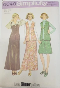 Vintage Simplicity 6040 Misses Maxi Minirock Weste Muster Gr. 14 1/2 Brustweite 37 *LESEN* - Bild 1 von 4