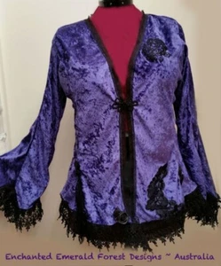 Boho Gypsy Hippy Purple Velvet Fairytale Jacket Size 14 - 16 Made By Me - Picture 1 of 3