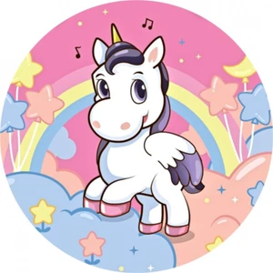 Cialda torta unicorno in ostia e zucchero per decorarzione torte topper festa  - Foto 1 di 1