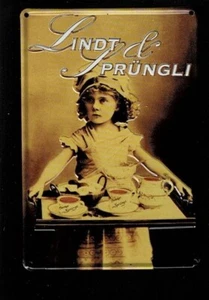 LINDT & SPÜNGLI -älteres Mini Blechschild- -11x8-unbenutzt-Sammelauflösung - Bild 1 von 2