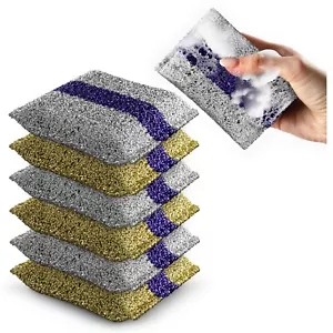 💥VORTEILSPAKET! 6 kratzfeste Küchenschwämme Geschirrspüler Reiniger wiederverwendbare Pads ~ - Bild 1 von 11