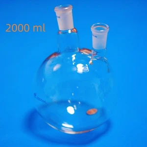 Laborglas Rundboden Kochkolben 2-Hals 24/40 Fugen 1000 ml - 20 Liter  - Bild 1 von 16