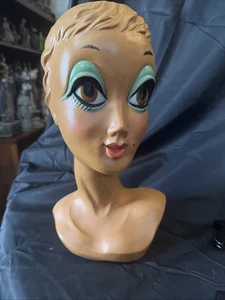 Vintage Mod 1970s Twiggy Mannequin Head Stand Original 15 1/2 In - Picture 1 of 10