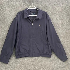 Polo Ralph Lauren Full Zip Jacket Men’s Sz XL Navy Blue Bi Swing Plaid Lined - Picture 1 of 16