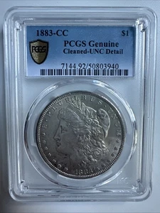 1883-CC MORGAN SILVER DOLLAR PCGS GENUINE CLEANED-UNC DETAIL - Picture 1 of 5