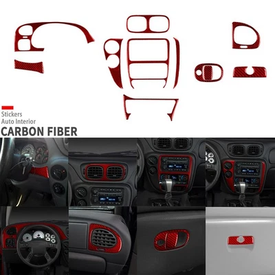 12Pcs Red Carbon Fiber Full Interior Trim Kits For Chevrolet Trailblazer 2002-09 - Изображение 1 из 4