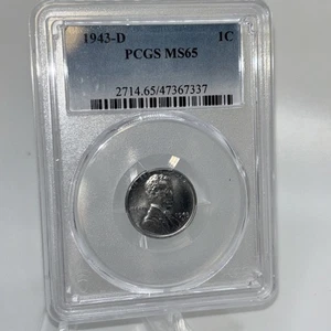 Centavo de trigo Lincoln 1943 D acero 1C graduación profesional MS 65 - Imagen 1 de 4