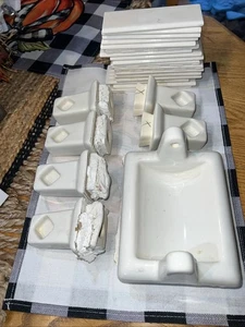 Soporte de papel higiénico de cerámica de porcelana blanca de colección, azulejos, soportes de toallero COMO ESTÁ - Imagen 1 de 14