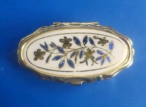 Portapillole vintage tono argento floreale con due (2) scomparti - Foto 1 di 5